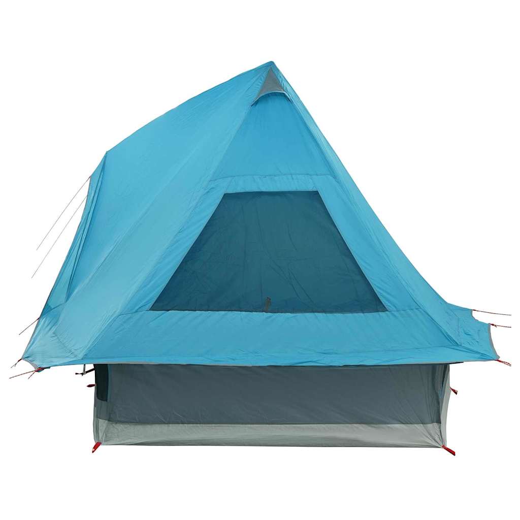 Detail van de vidaXL Tipi Tent in blauw, met zichtbare ingang en ventilatieopening.