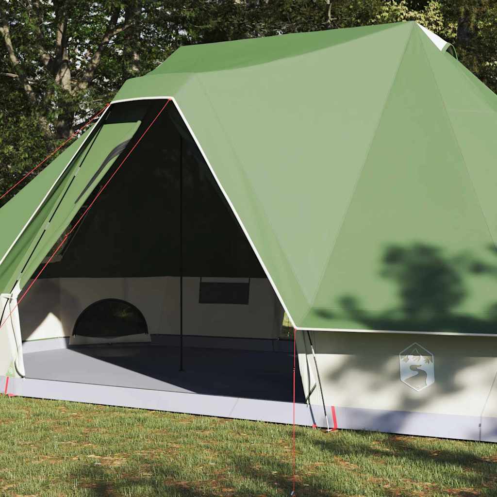 Detail van de groene vidaXL Tipi Tent met open voorkant en E-poort.