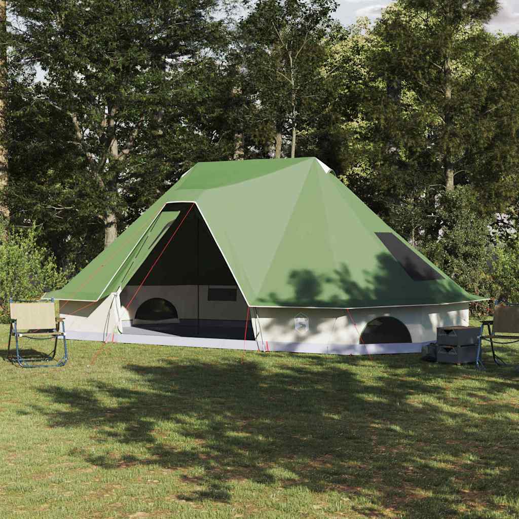 Groene vidaXL Tipi Tent met opslag, ruime opstelling in de natuur.