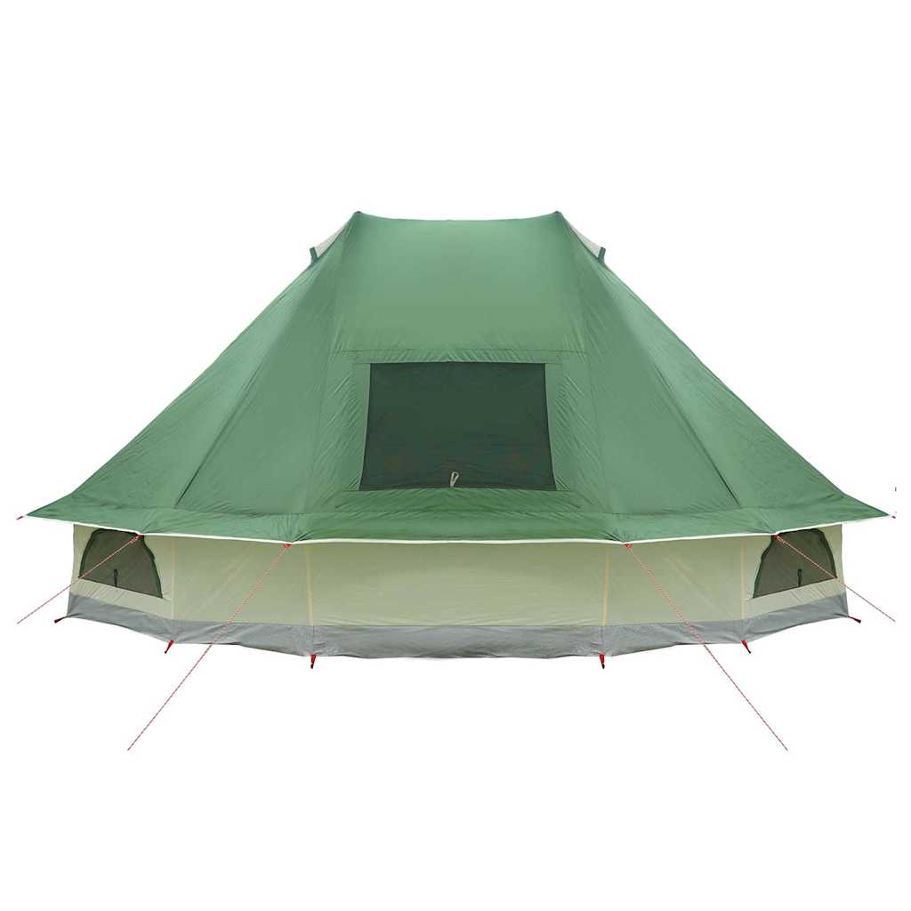 Detail van de vidaXL groene tipi tent met een ruime ingang en ventilatieopening.