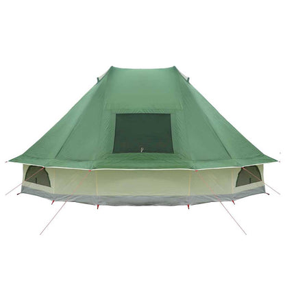 Detail van de vidaXL groene tipi tent met een ruime ingang en ventilatieopening.