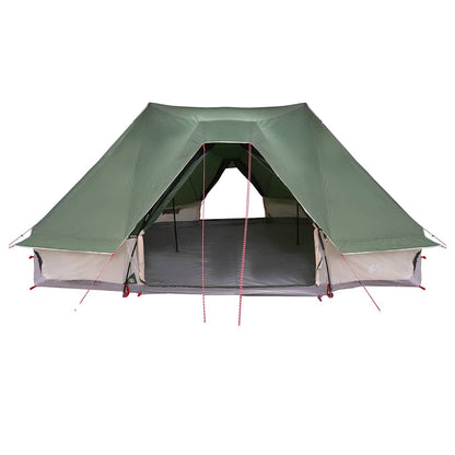Detail van de vidaXL Tipi Tent in groen, met open ingang en zicht op de ruime binnenruimte.