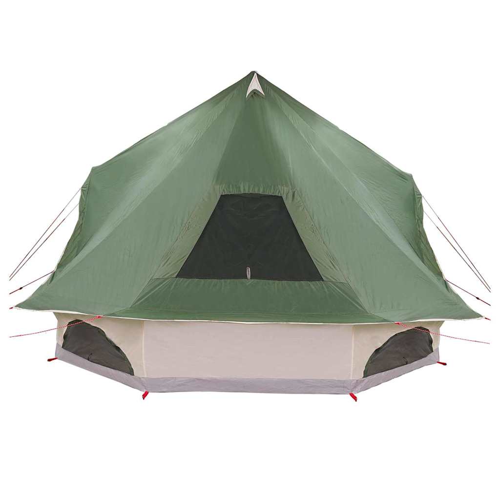 Detail van de vidaXL Tipi Tent in groen, met de ingang en opslagruimte zichtbaar.