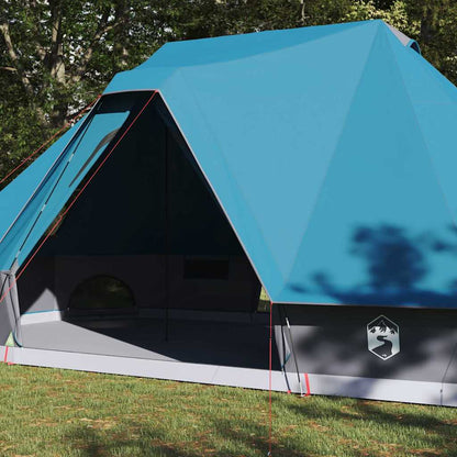 Zijaanzicht van de blauwe vidaXL Tipi Tent met open ingang en stevige constructie.