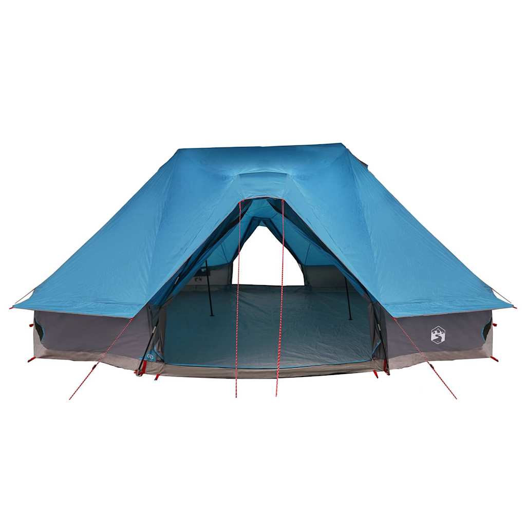 Zijaanzicht van de blauwe vidaXL Tipi Tent met dak, stevig en ruim voor maximaal 10 personen.