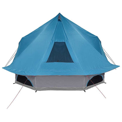 Detail van de blauwe vidaXL Tipi Tent met dak, zijaanzicht en ventilatierooster.