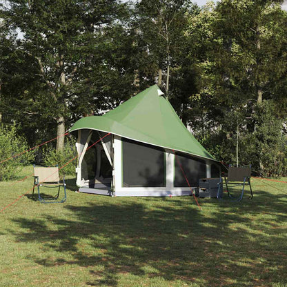 vidaXL Tipi Tent met groen dak, ruime familietent in een natuurlijke omgeving.