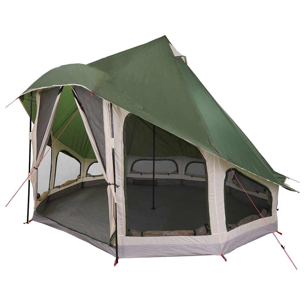 Detail van de vidaXL Tipi Tent met groene dak en ruime ingang.