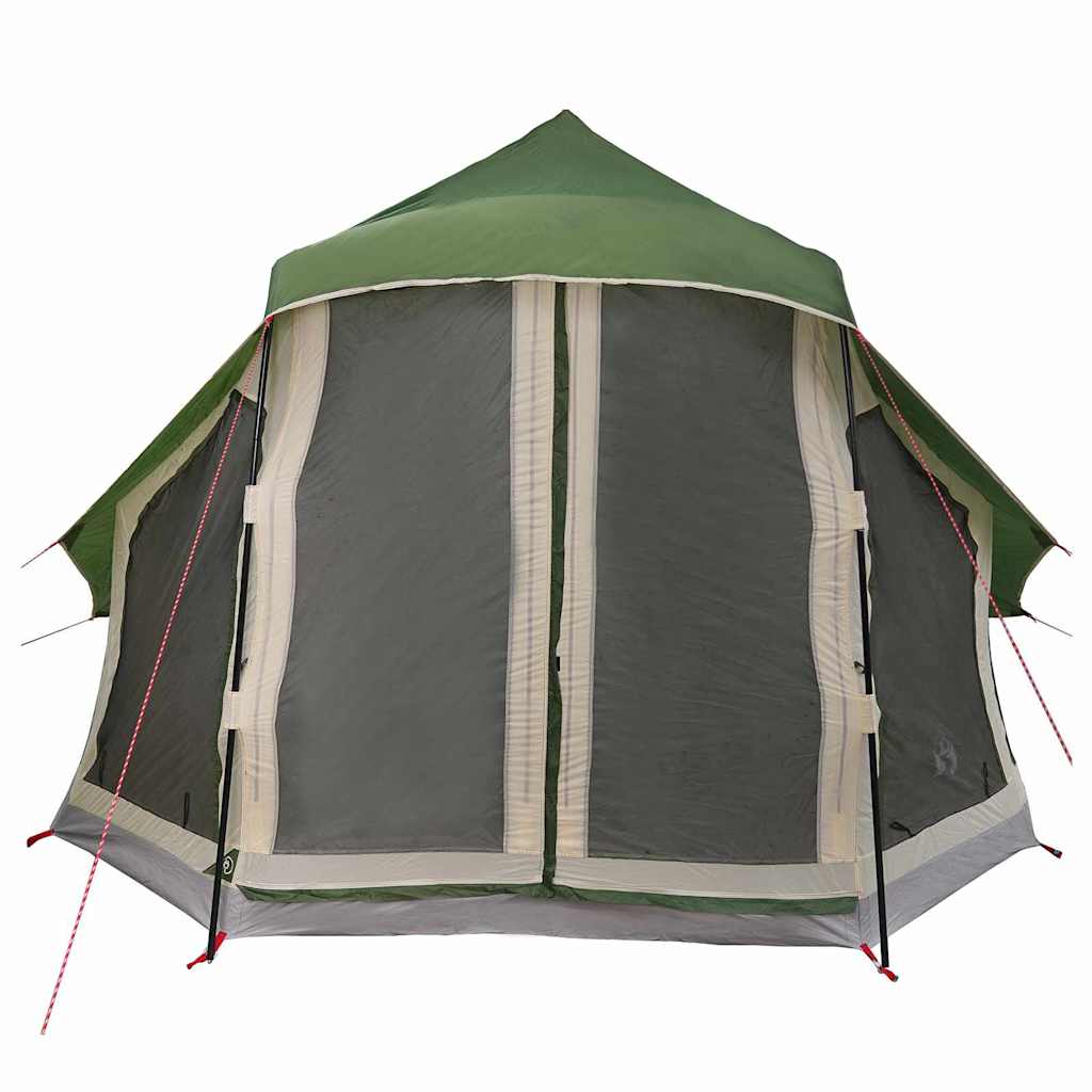 Detail van de vidaXL Tipi Tent met groene dak en zijwanden, zijaanzicht.