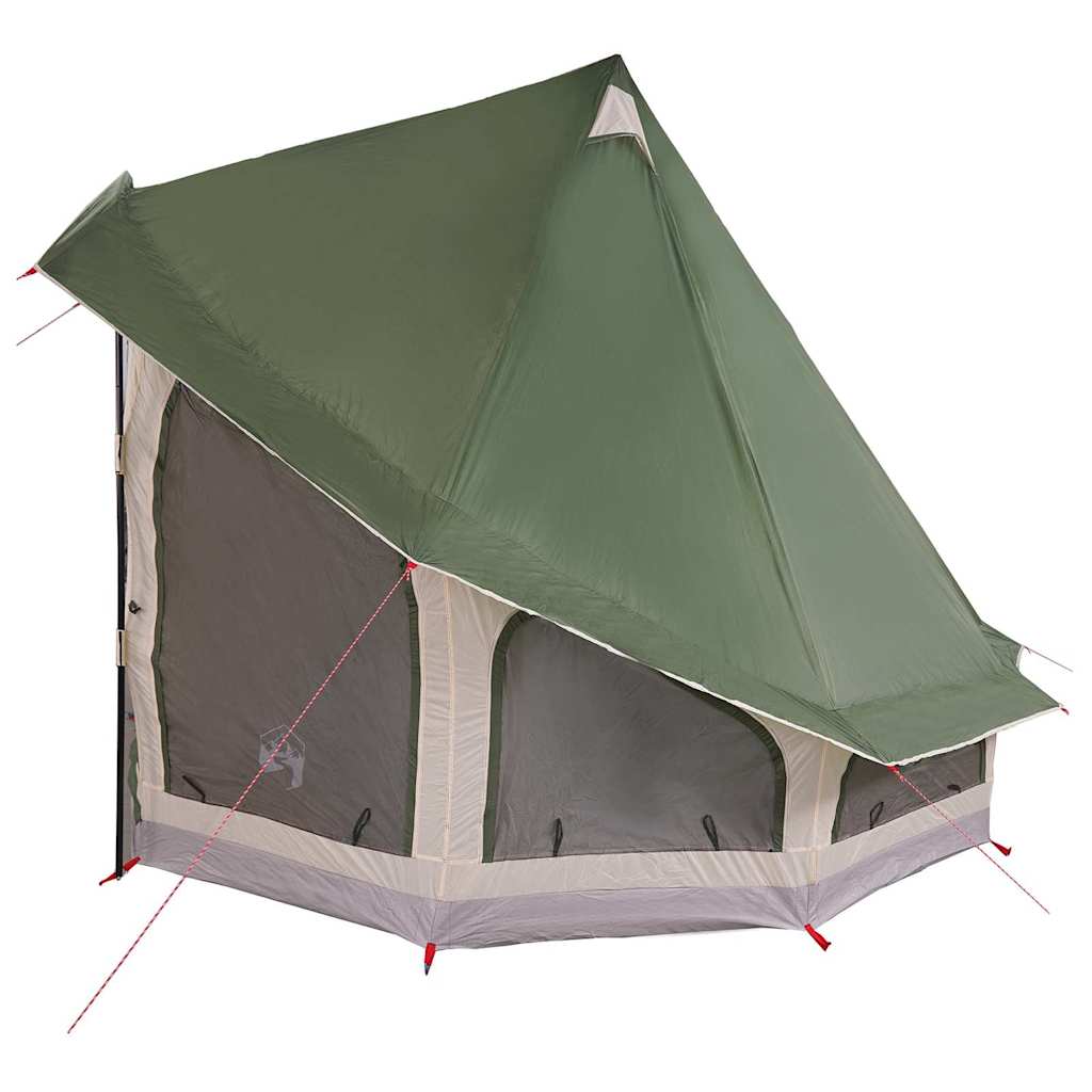 Detail van de vidaXL Tipi Tent met groene dak en zijwanden, zijaanzicht.