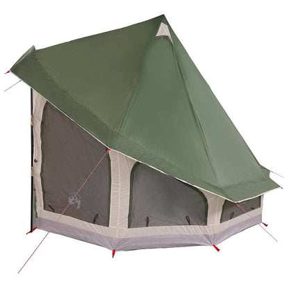 Detail van de vidaXL Tipi Tent met groene dak en zijwanden, zijaanzicht.
