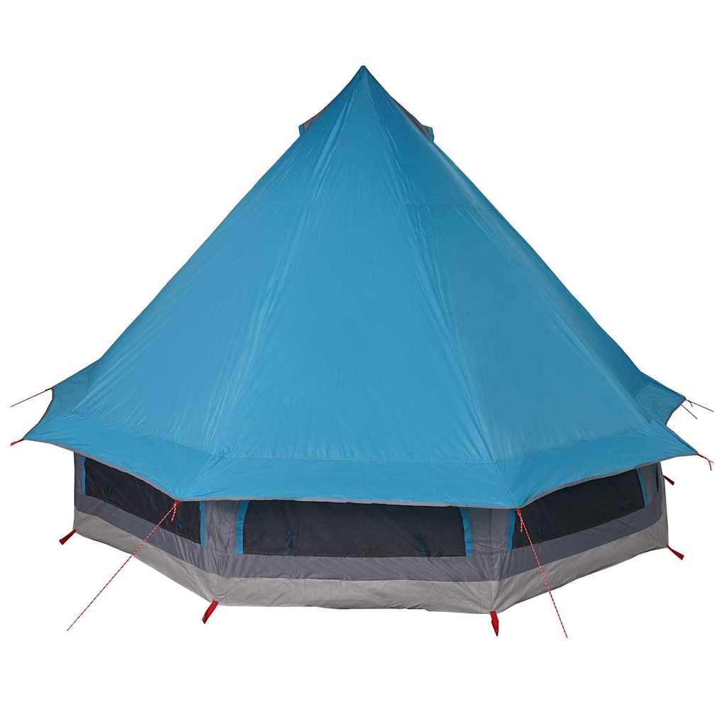 Detail van de vidaXL Tipi Tent in blauw, met een ruim interieur en ventilatieroosters.