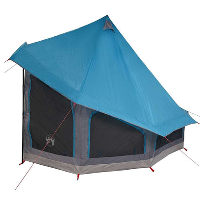 Detail van de vidaXL Tipi Tent in blauw, met zicht op het dak en zijwanden.