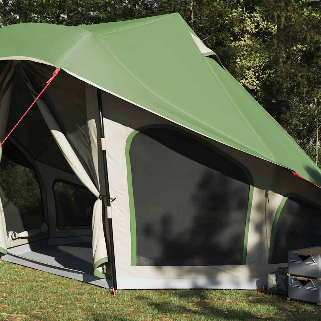 Detail van de groene vidaXL Tipi Tent met dakopslag, zijaanzicht en open ingang.