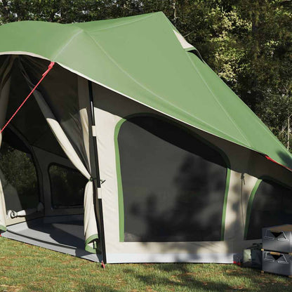 Detail van de groene vidaXL Tipi Tent met dakopslag, zijaanzicht en open ingang.