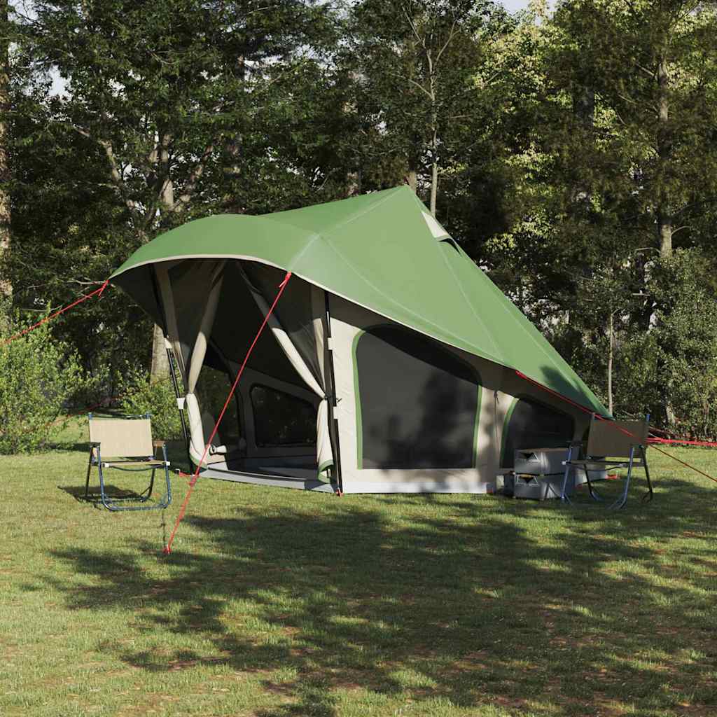 VidaXL Tipi Tent met dakopslag in groen, zijaanzicht met open ingang en tentdoek.