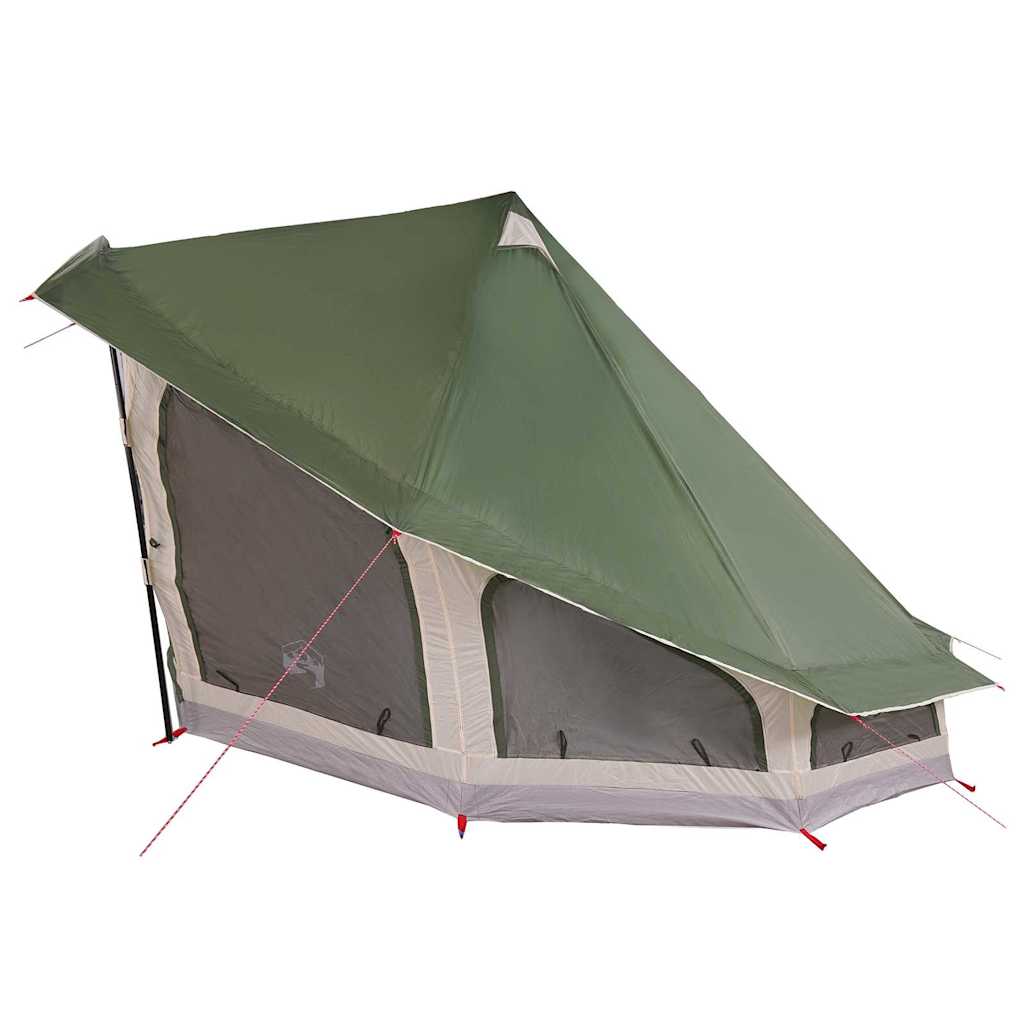 Detail van de vidaXL Tipi Tent met groene dakopslag en zijramen.