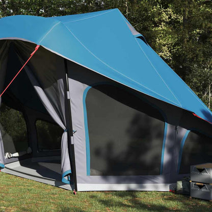 Detail van de vidaXL Tipi Tent met blauwe dak en ruime ingang.