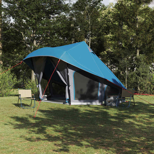 Blauwe vidaXL Tipi Tent met ruime indeling en grote ingang in een groene omgeving.