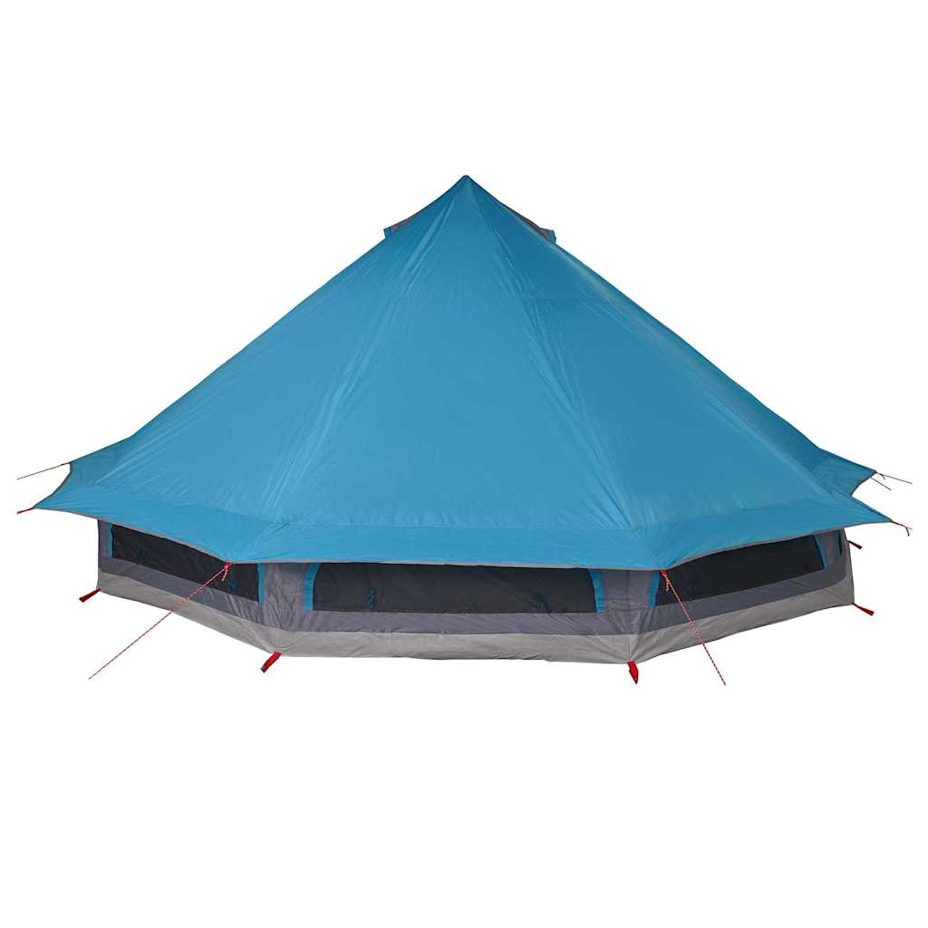 Zijaanzicht van de blauwe vidaXL Tipi Tent met ruime ventilatieramen.