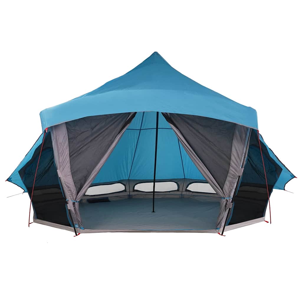Detail van de vidaXL Tipi Tent in blauw met open ingangen en ruime indeling.