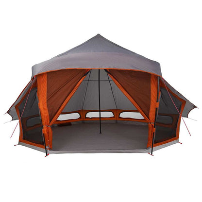 Detail van de vidaXL Tipi Tent in grijs en oranje, met openingen en ruime binnenruimte.
