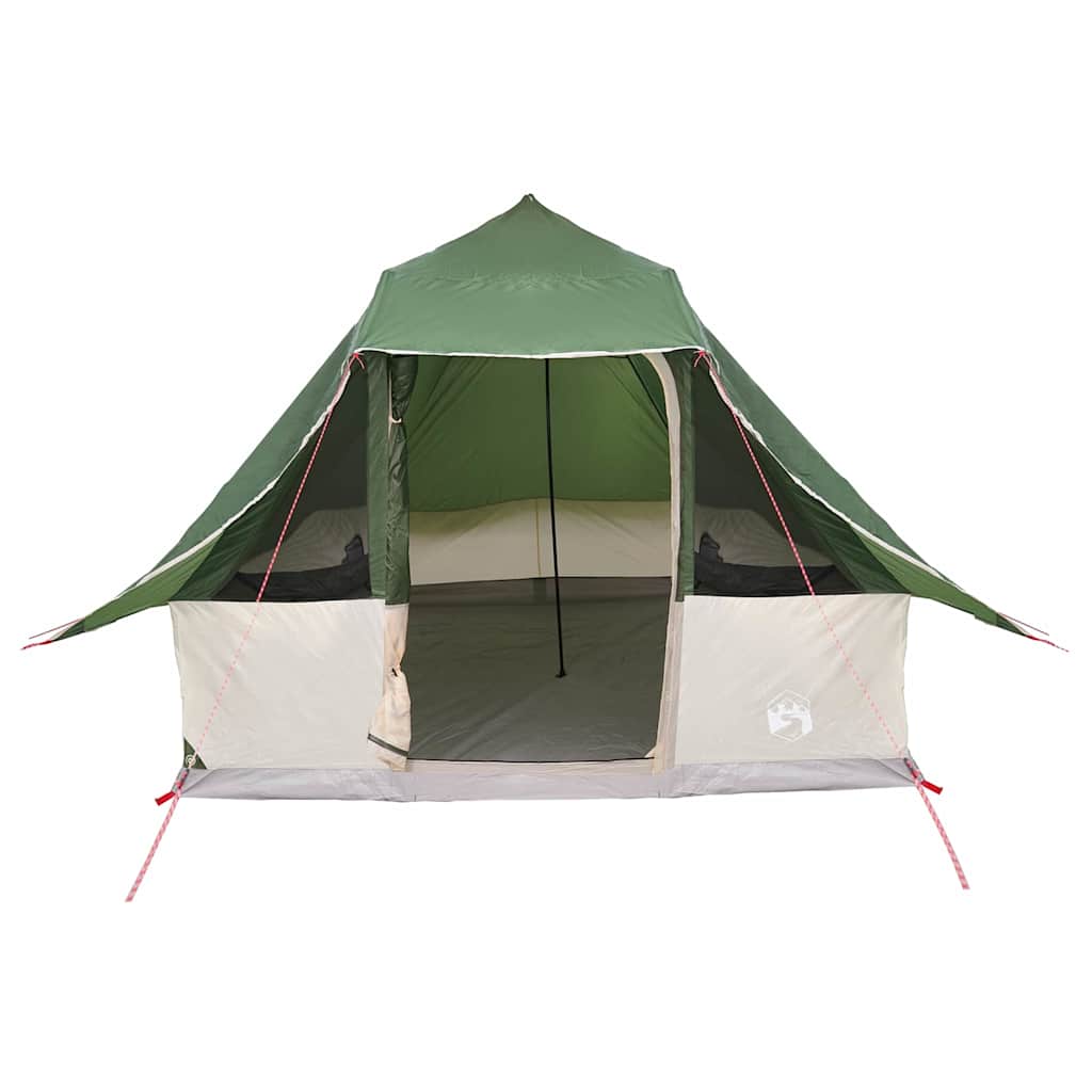 Zijaanzicht van de vidaXL Tipi Tent in groen met open toegang en ventilatie.