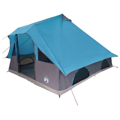 Zijaanzicht van de vidaXL Tipi Tent in blauw met open ingangen en afneembare luifel.