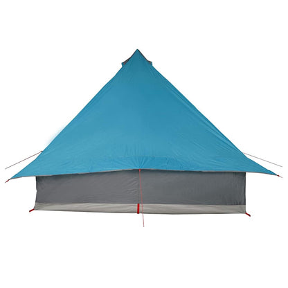 Zijaanzicht van de vidaXL Tipi Tent in blauw met grijze onderzijde.