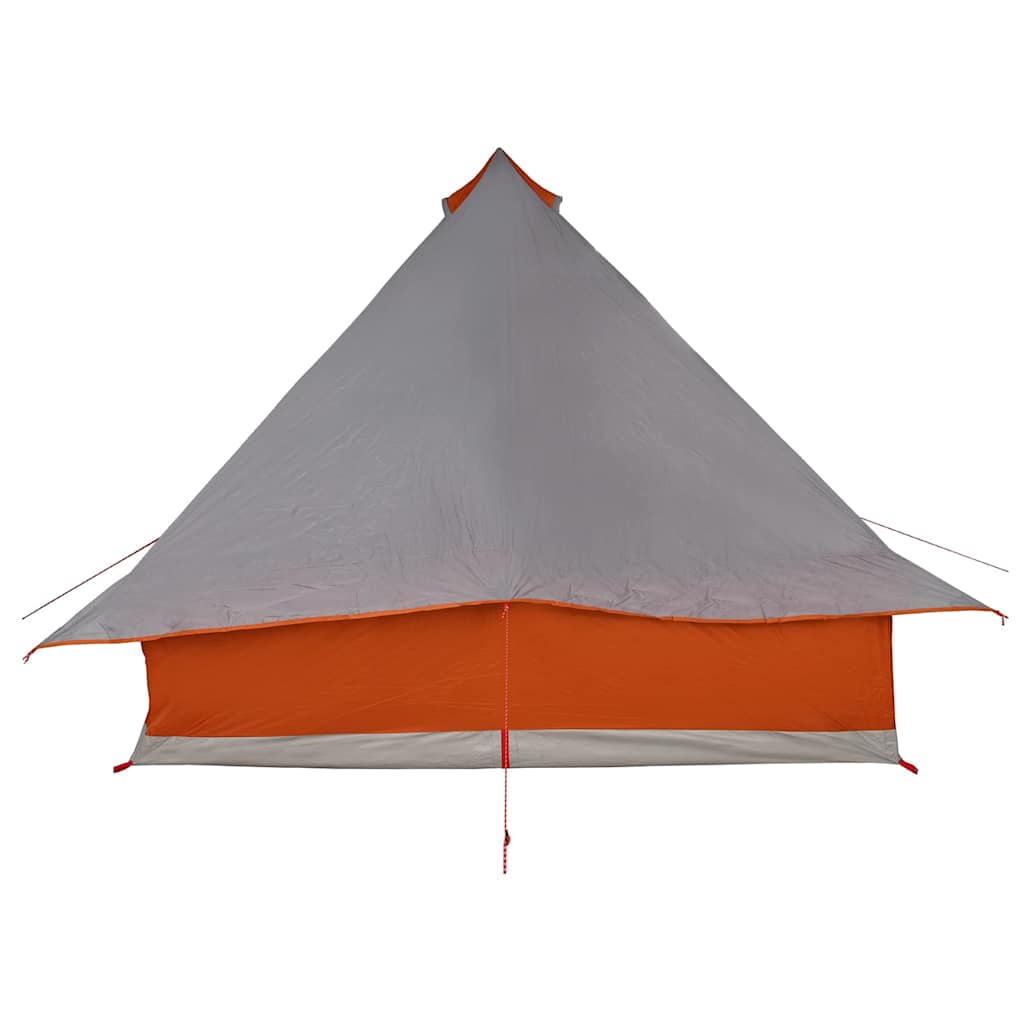 Zijaanzicht van de vidaXL Tipi Tent in grijs en oranje met een puntdak.