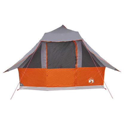 Detail van de vidaXL Tipi Tent in grijs en oranje, met open ingang en zijflappen.