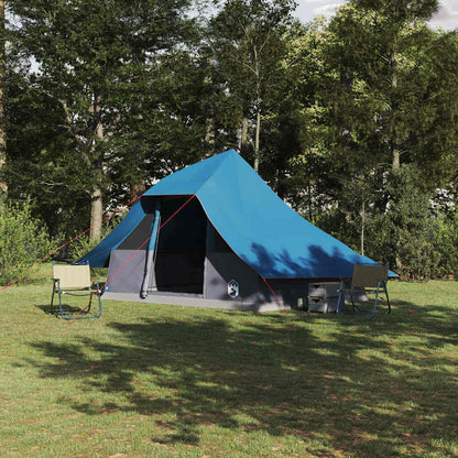Blauwe vidaXL Tipi Tent met winddicht taffeta materiaal, opgesteld in een groene omgeving.