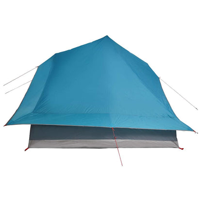 Detail van de blauwe vidaXL Tipi Tent met winddicht taffeta materiaal, zijaanzicht.