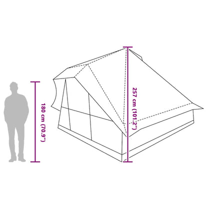 Detail van de vidaXL Tipi Tent met afmetingen en zijaanzicht van het ontwerp.