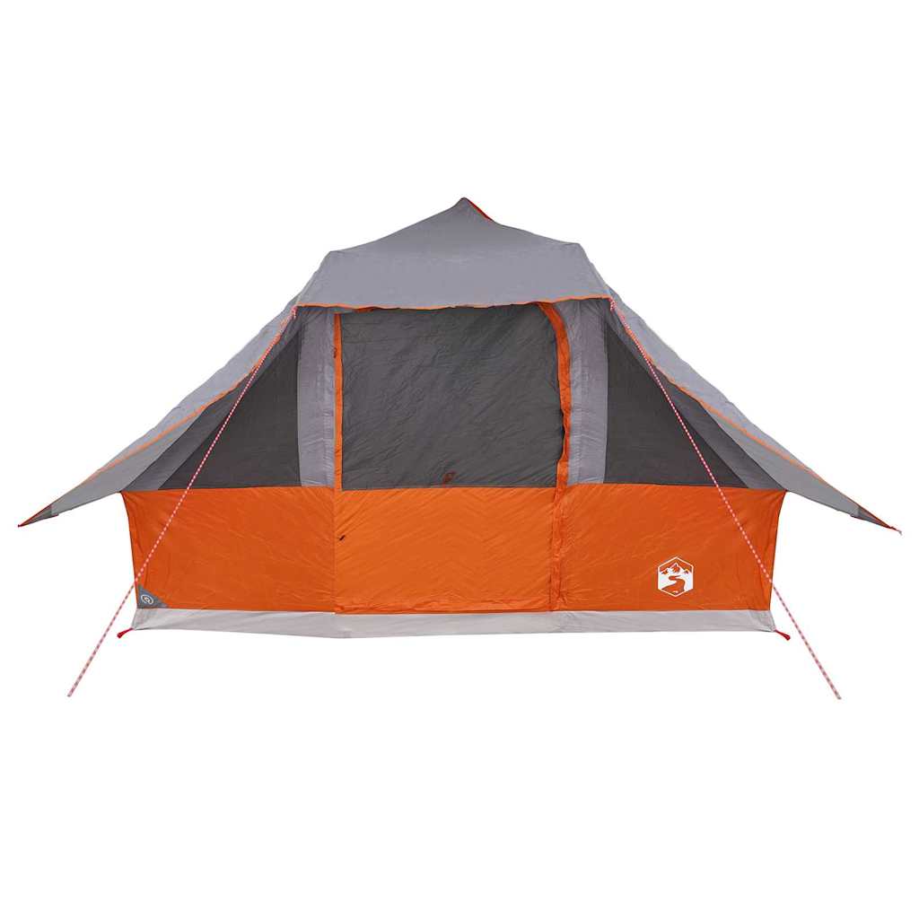 Detail van de vidaXL Tipi Tent in grijs en oranje, met open ingang en scheerlijnen.