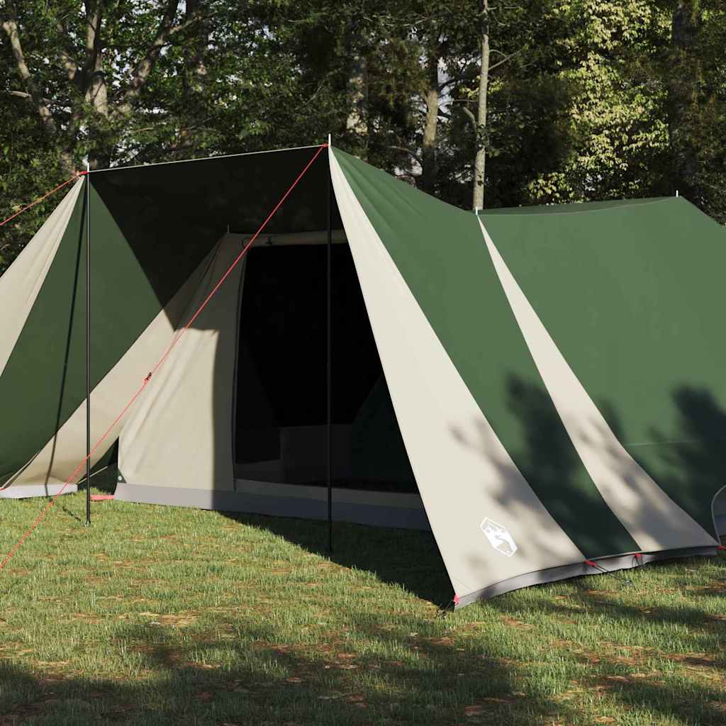 Detail van de vidaXL Tipi Tent in groen en beige, met open ingang en dak.