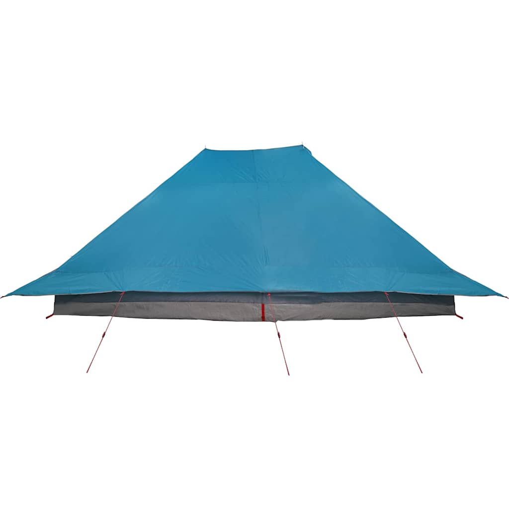 Zijaanzicht van de vidaXL Tipi Tent in blauw met een ruime, puntige bovenkant.