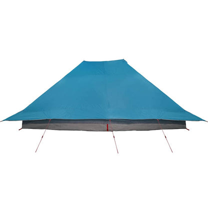 Zijaanzicht van de vidaXL Tipi Tent in blauw met een ruime, puntige bovenkant.