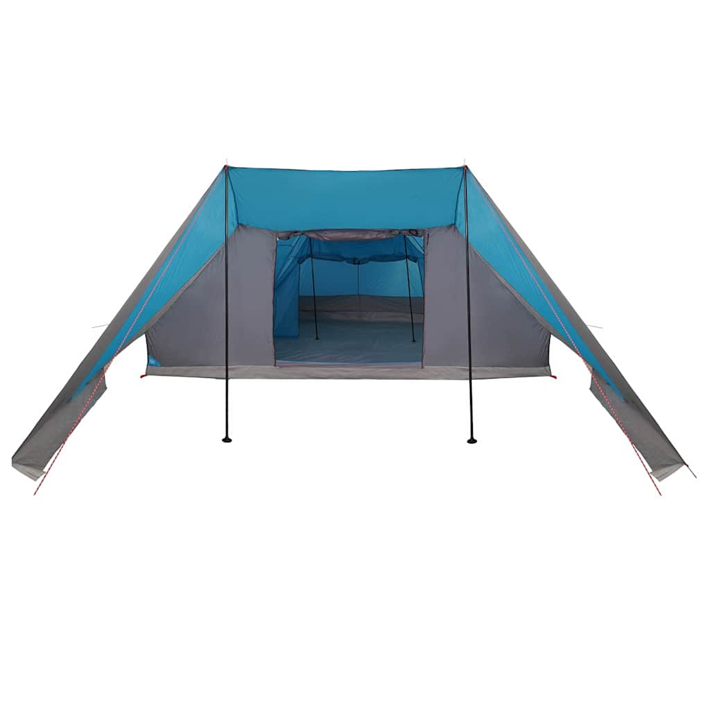 Zijaanzicht van de vidaXL Tipi Tent in blauw met een ruime ingang en ventilatieopeningen.