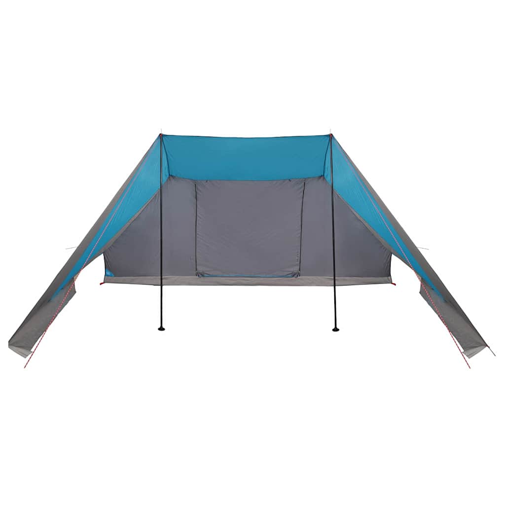 Detail van de vidaXL Tipi Tent met blauwe en grijze kleuren, zijaanzicht met ingangen.
