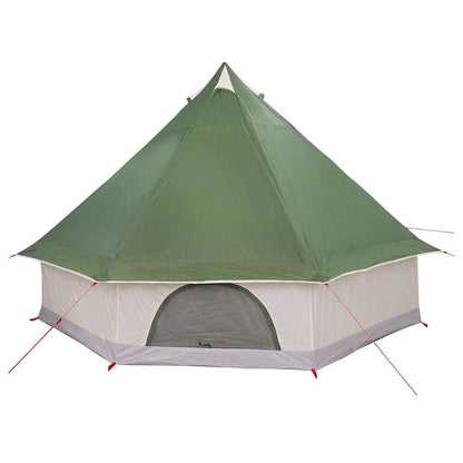 Detail van de vidaXL Tipi Tent in groen, met een hoge punt en E-poort aan de voorkant.