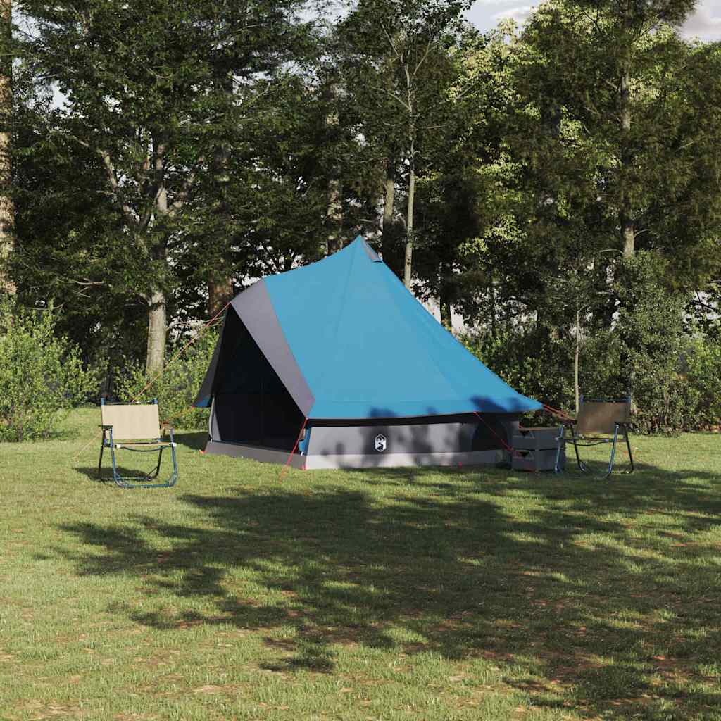 Blauwe vidaXL Tipi Tent in een groene omgeving, geschikt voor maximaal 8 personen.