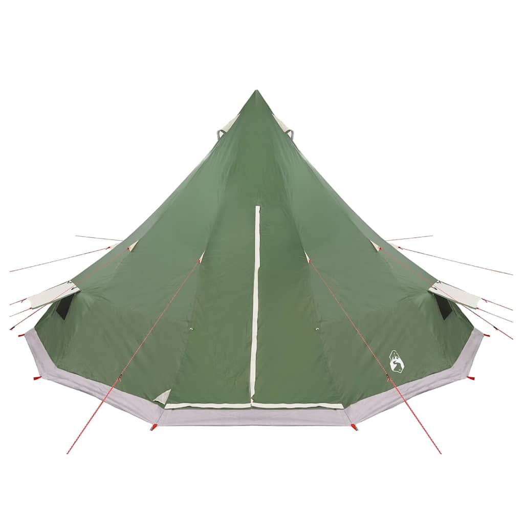 Detail van de vidaXL Tipi Tent in groen, met zichtbare ingangen en bevestigingslijnen.