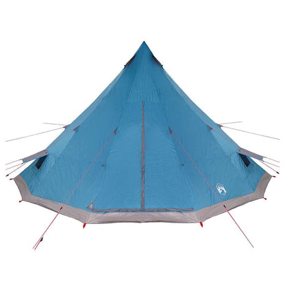 Detail van de blauwe vidaXL Tipi Tent met stevige hoeken en verankeringen.