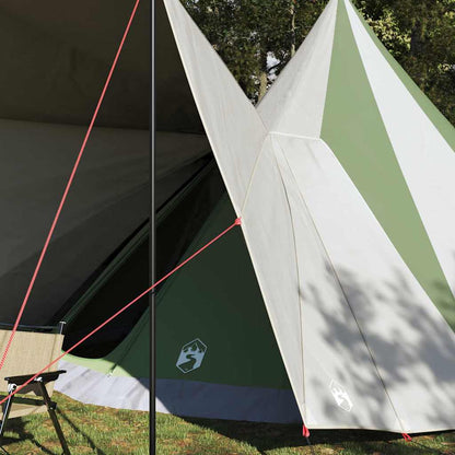 Detail van de groene vidaXL Tipi Tent met stalen paal en haringen.