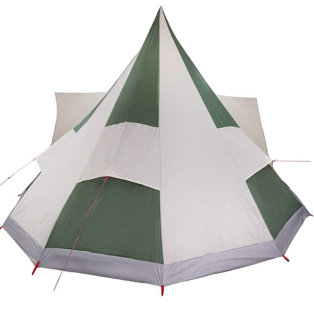 Detail van de vidaXL Tipi Tent met groene en witte panelen, gezien vanuit bovenaanzicht.