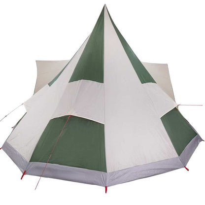 Detail van de vidaXL Tipi Tent met groene en witte panelen, gezien vanuit bovenaanzicht.
