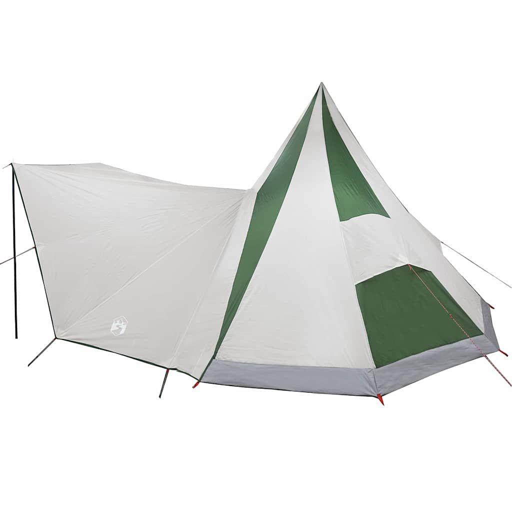 Detail van de vidaXL Tipi Tent in groen met een wit dak en zijluifel.