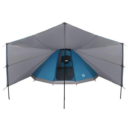 Detail van de vidaXL Tipi Tent in blauw met grijs dak, zijaanzicht.