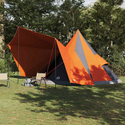 vidaXL Tipi Tent in grijs en oranje, ruime tent met twee daken voor zonnige zomerdagen.